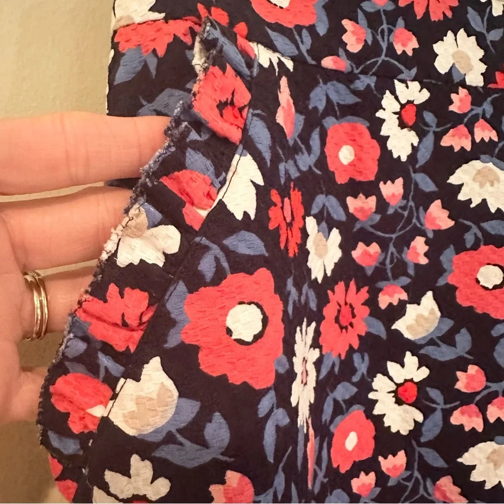 Kate Spade Shore Thing Daisy Jaquard A-Line‎ Skirt Women's 6 Navy Pink Casual
